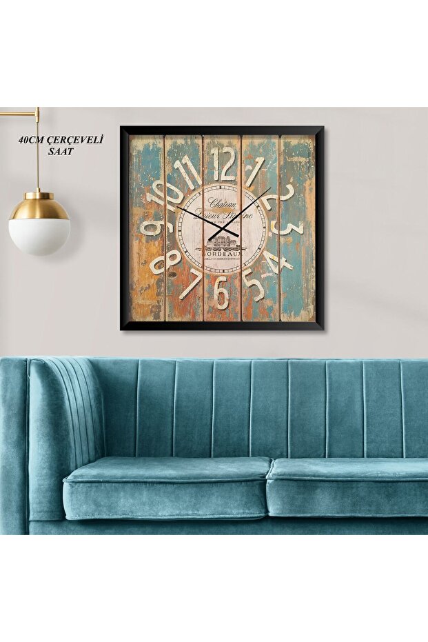 Square Framed Patterned Wall Clock 40 cm - 1