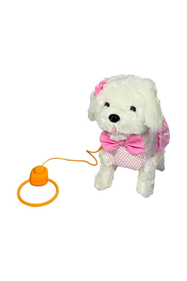 Pft-B025 Plush Walking Dog with Leash Pink