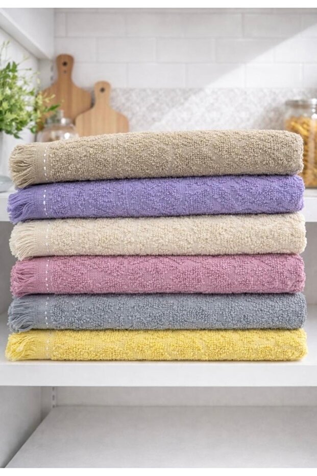 12 Pieces 30-50 cm Fringed and Cotton Piece Kitchen- Hand-Face Towel / Drying Cloth / Towel Set /