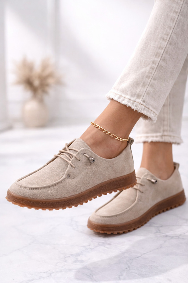 Comfort Series Smart Lace-Up Suede Shoes Anatomical Sole Lightweight Non-Slip Stretchy Shoes