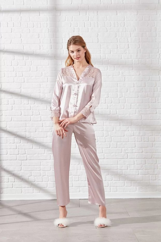 6625 6-Piece Silk Set with Short Nightgown
