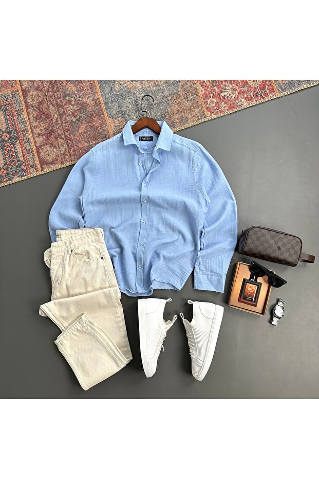Men's Muslin Fabric Shirt and Jeans 2-Piece Set
