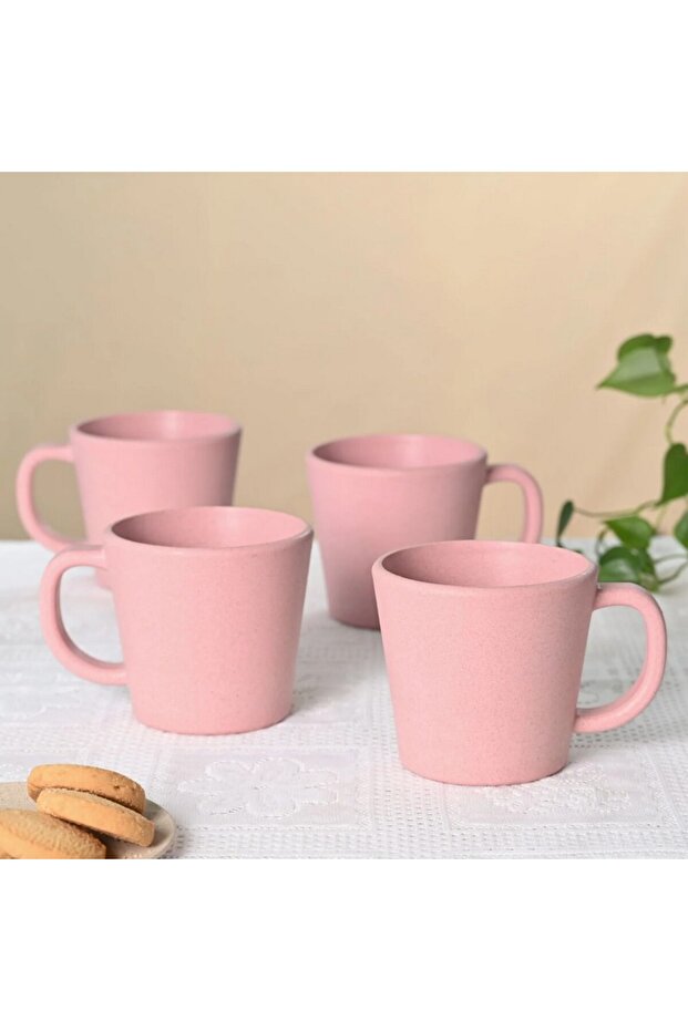 Earth Friendly Majestic Cup | Made with Rice Husk | Microwave Safe | 375 ml | Set of 4
