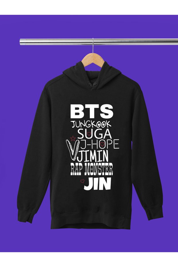Bts Bangthan Boys Printed 3-Yarn Quality Soft Texture Hooded Children's Sweatshirt