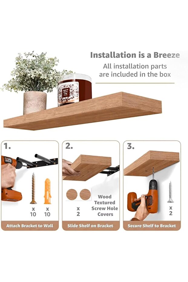 Wall Shelf, Floating Rectangle (BEIGE, 100CM) - 5