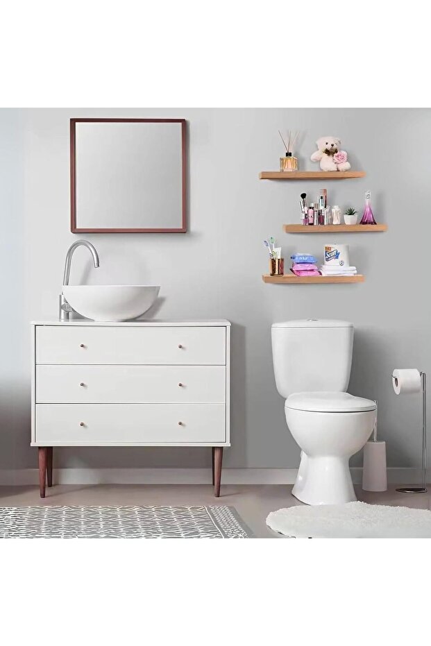 Wall Shelf, Floating Rectangle (BEIGE, 100CM) - 3