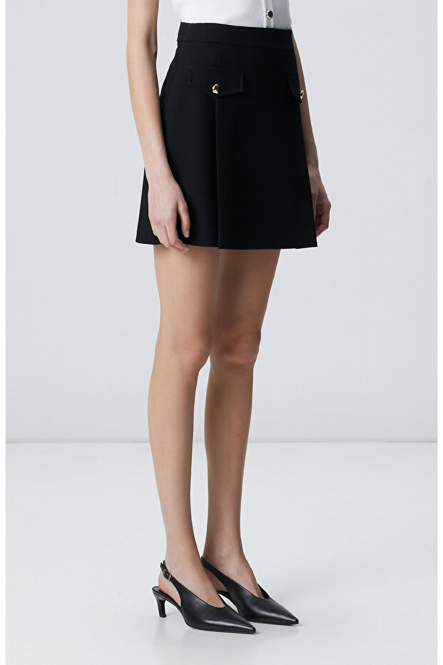 Siyah Pilili Mini Etek - 3