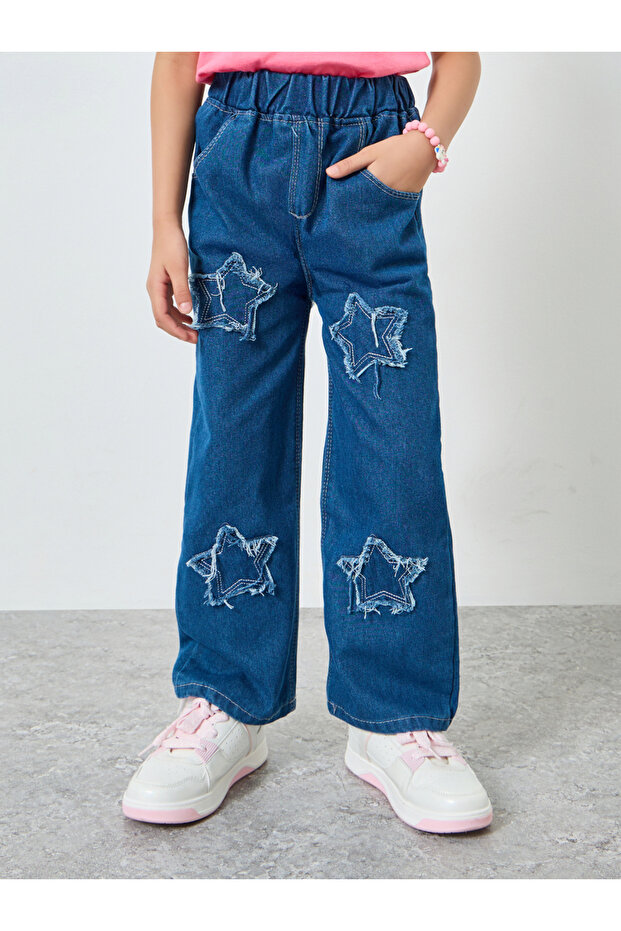 Girls Star Patch Detail Jeans