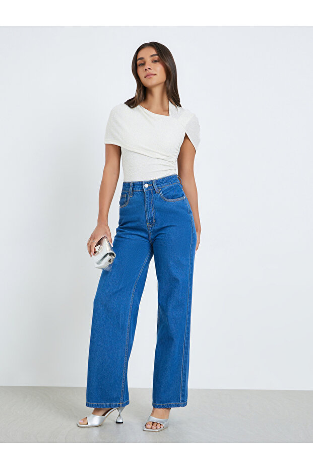 Women High Rise Wide Leg Jeans