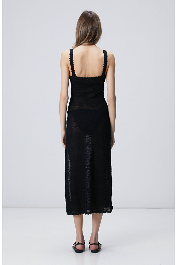 Siyah Triko Elbise - 5