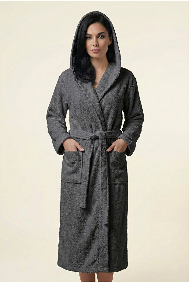 *Export Surplus* Women's Men's Bathrobe 100% Cotton Hooded with Pockets Long Unisex -Slightly Flawed-