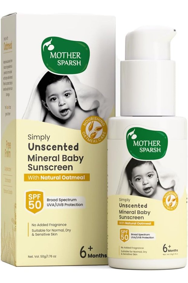 Simply Unscented Mineral Baby Sunscreen with Natural Oatmeal -50g with SPF 50 & UVA/UV