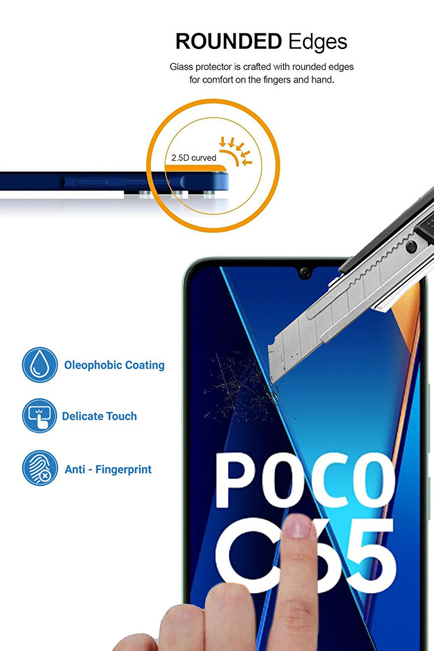 واقي شاشة زجاجي مقوى لهاتف POCO C65 - 3