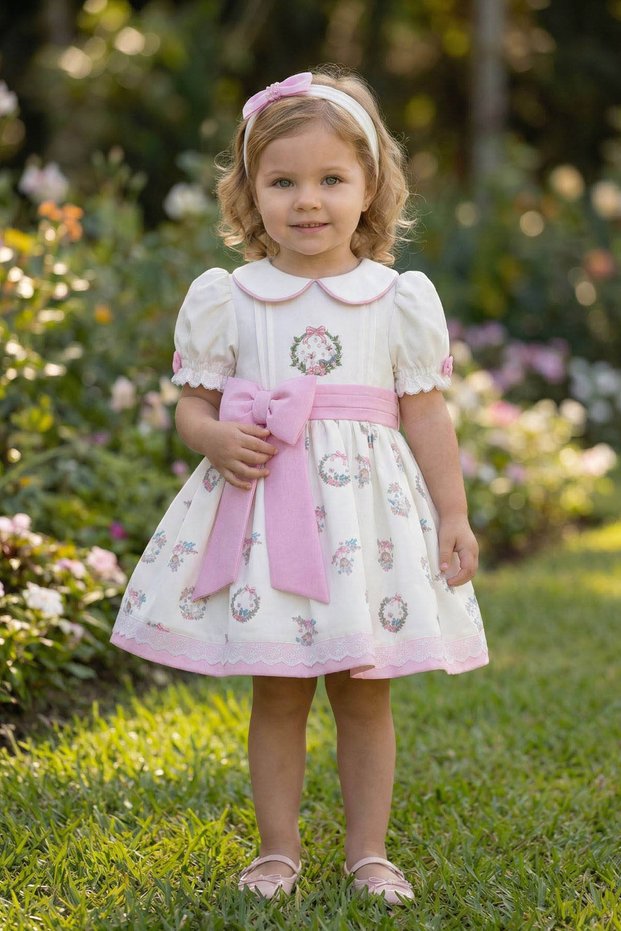 36443Pr Ecru Baby Girl Dress