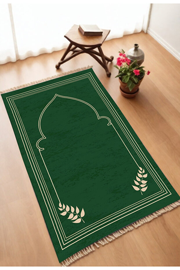 Decorative Digital Printed Green Non-Slip Base Prayer Mat 75X120