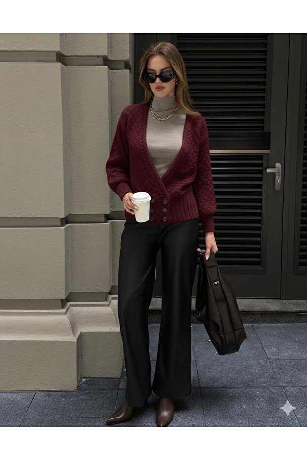 Women's 6-Button Crop Knit Cardigan