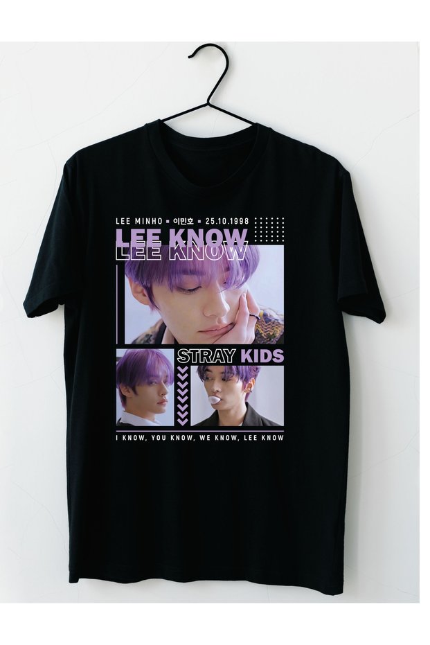 Lee Know Printed T-Shirt, Premium Quality Unisex Kids/Adult (with Surprise Gift)