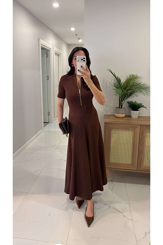 Rochie Kitana maro cu fermoar - 4