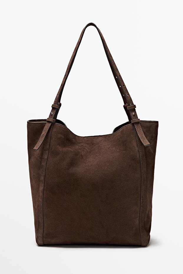 Süet deri tote çanta - 5