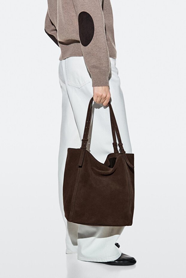 Süet deri tote çanta - 2