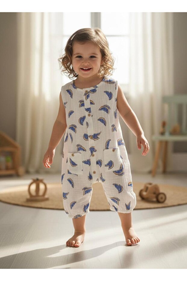 Baby Watermelon Theme Sleeveless Muslin Baby Jumpsuit 60023