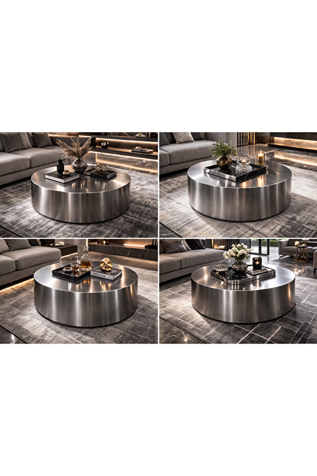 paslanmaz orta sehpa 85 cm çap - 4