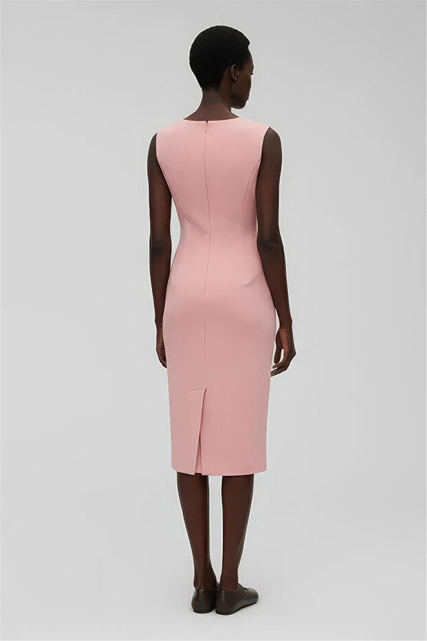 Pembe U Yaka Midi Elbise - 3