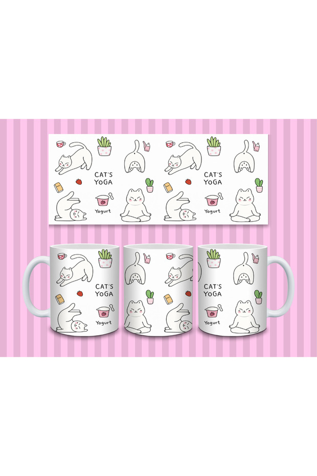 Cute Patterned Mug 330 ml | Minimal Drawing & Fun Design - 5