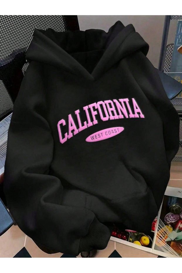 Sweatshirt Hooded Thick Fabric with California Print (Unisex)