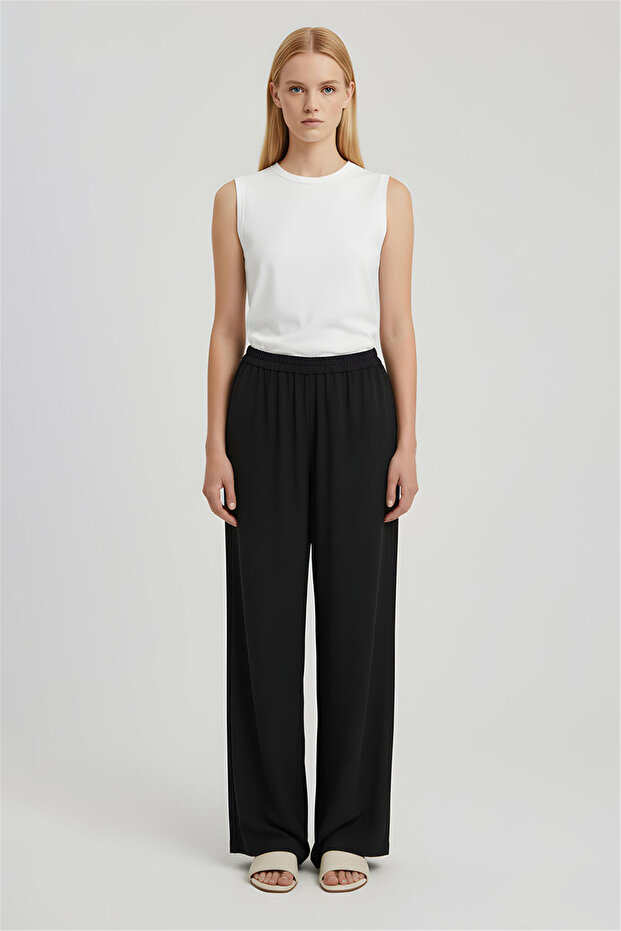 Black High Waist Wide Leg Trousers
