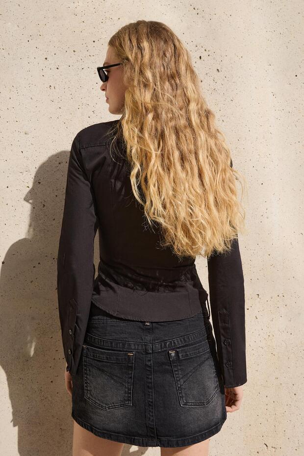 Denim şort etek - 3