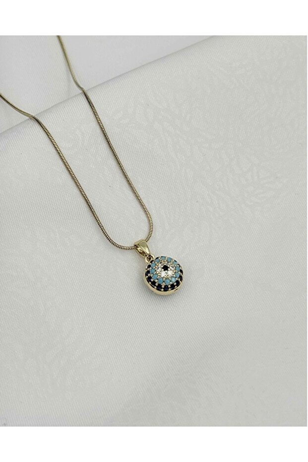 Steel Gold Evil Eye 45cm Necklace