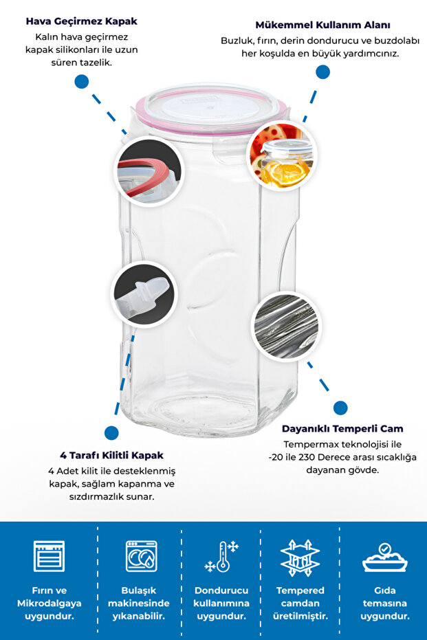 Glasslock Square Glass Jar 2000 Ml - 4