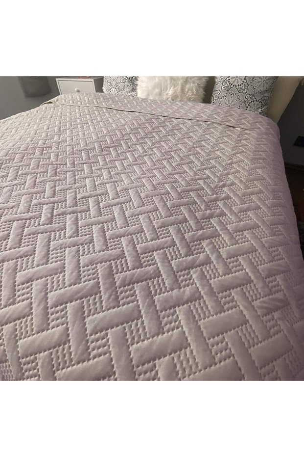 Bedspread with braided pattern, Polyester, 240x260cm, Pink