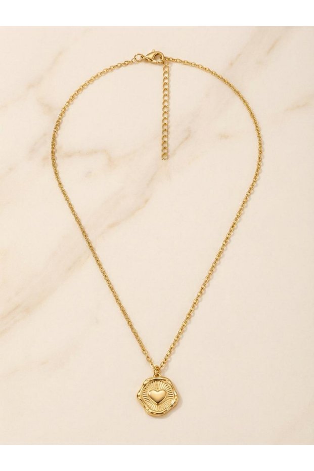 Women's Metal Geometric Heart-Shaped Pendant Necklace
