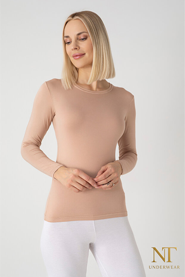 Women's Bamboo Long Sleeve Bodysuit – Natural, Lightweight, and Stretchable