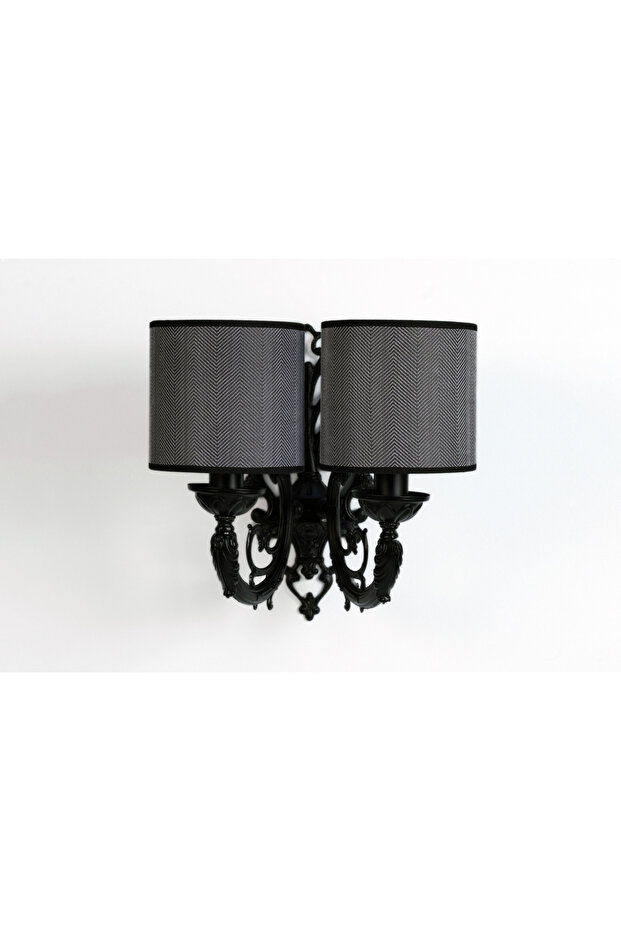 شمعدان حائط مزدوج بتصميم هاكيت هيرتلي باللون الأسود-أنثراسيت - 3