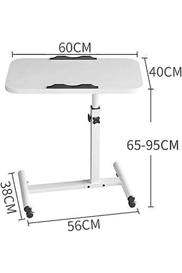 Over-Bed Table with Wheels - Adjustable Height, Mobile Laptop Desk - 1