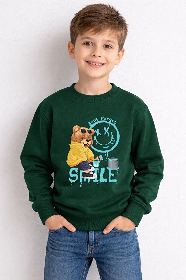 Premium Painter Bear Printed Children's Sweatshirt 26117