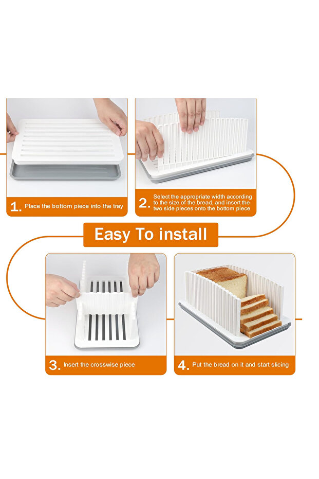 Bread stand with tray and adjustable width slicing guide - 6