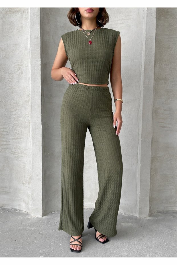 Women's Ribbed Crop Double Set Nsa-58086