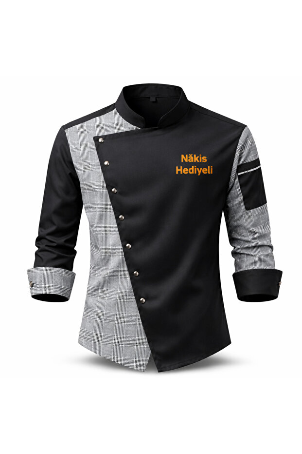 Chef Jacket - Chef Uniform, Chef Shirt Chef Jersey Asymmetrical Design Embroidery Gift