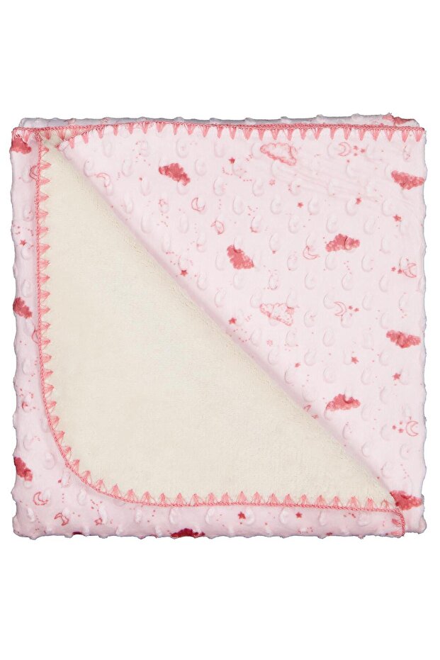 ميني داملا منقوش مطرز بطانية - وردي - 2