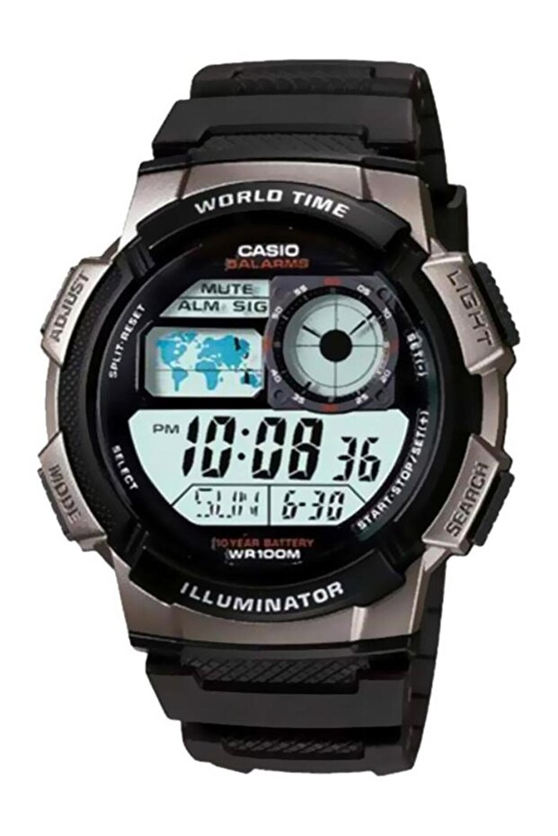 ساعة يد رقمية كوارتز AE-1000W-1BVDF - 44 مم - أسود