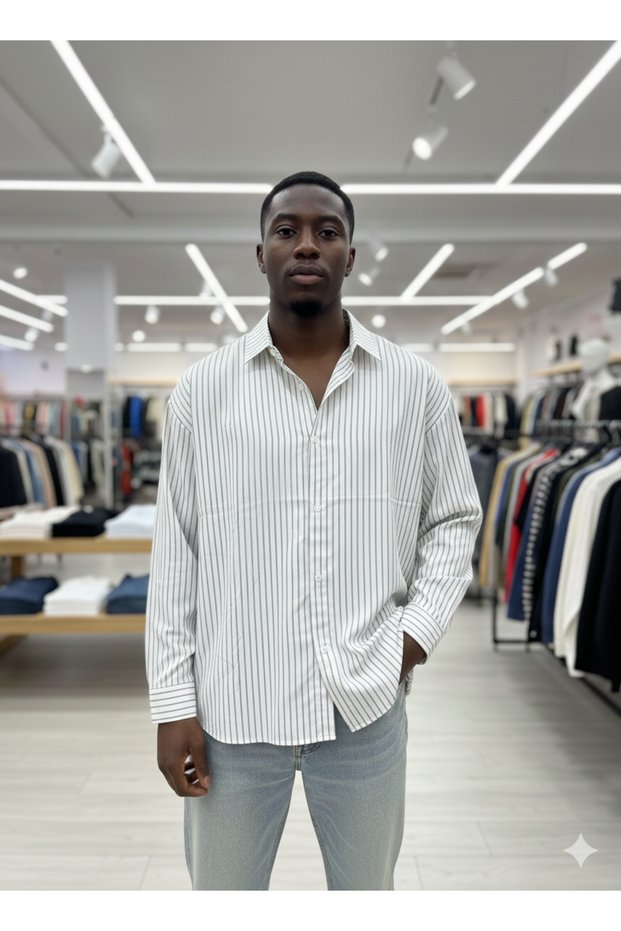 Men's Oversize Striped Shirt Series - Relaxed Fit & 6 Color Options
