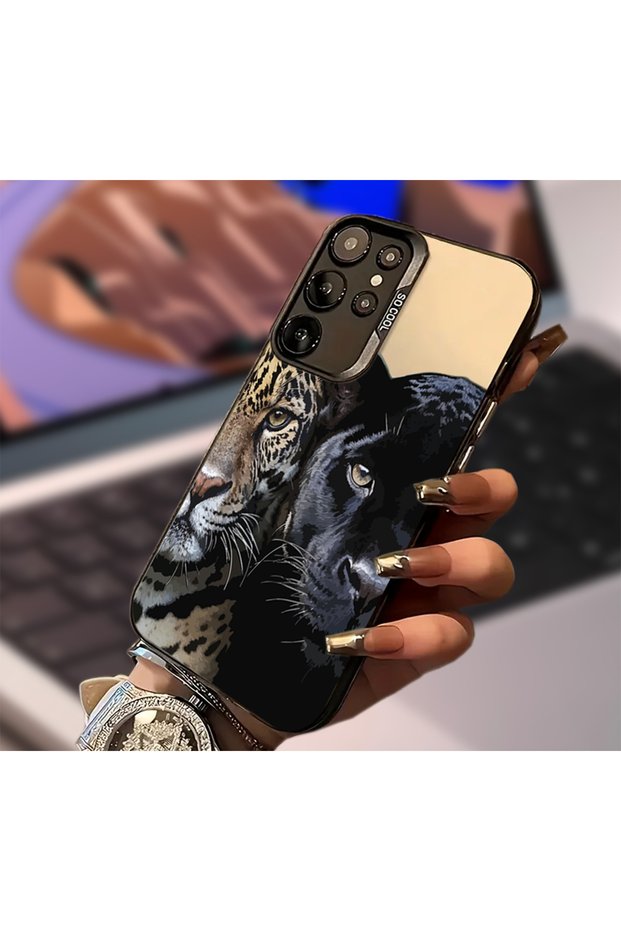 Samsung Galaxy S24 Fe Compatible Leopard Print Shock Absorbing Dirt Repellent Phone Case Mk01A