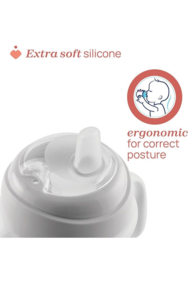 كوب انتقالي للأطفال من عمر 4 أشهر فما فوق، رمادي - 4