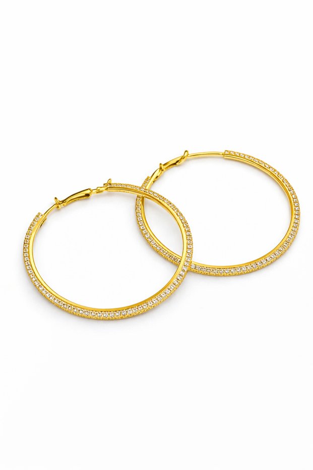 Women's Steel Stone Hoop Earrings Do Not Lose Color
