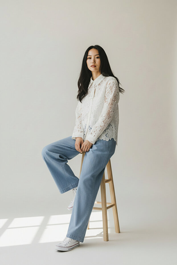 Luna Dantel Gömlek - 3