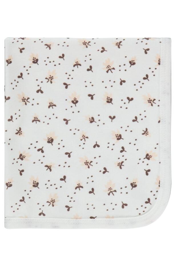 Flower Print 80X90 Blanket - Ecru